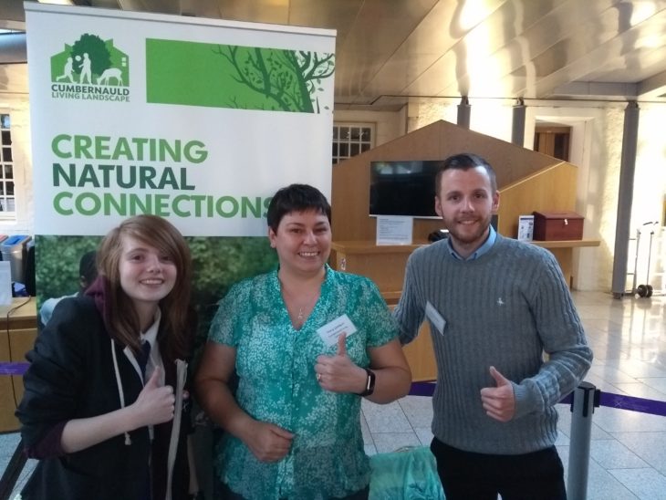 Tracy Lambert with Courtney and Mr Parker from Cumbernauld Academy © Ian Mackenzie