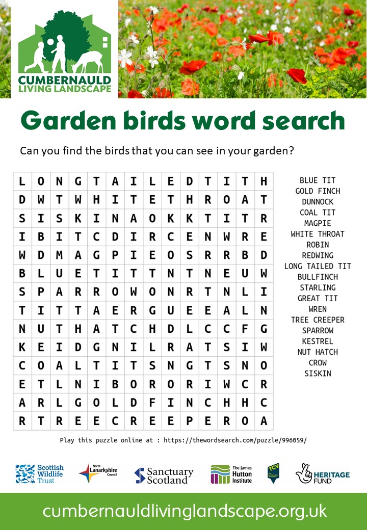 20200327 Garden Birds Word Search Cumbernauld Living Landscape